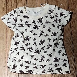 Just Be Cream Tee with Black Floral Design